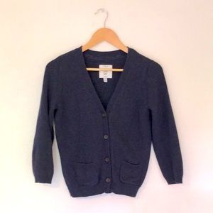 Tan Elbow Patch Blue Cardigan - M